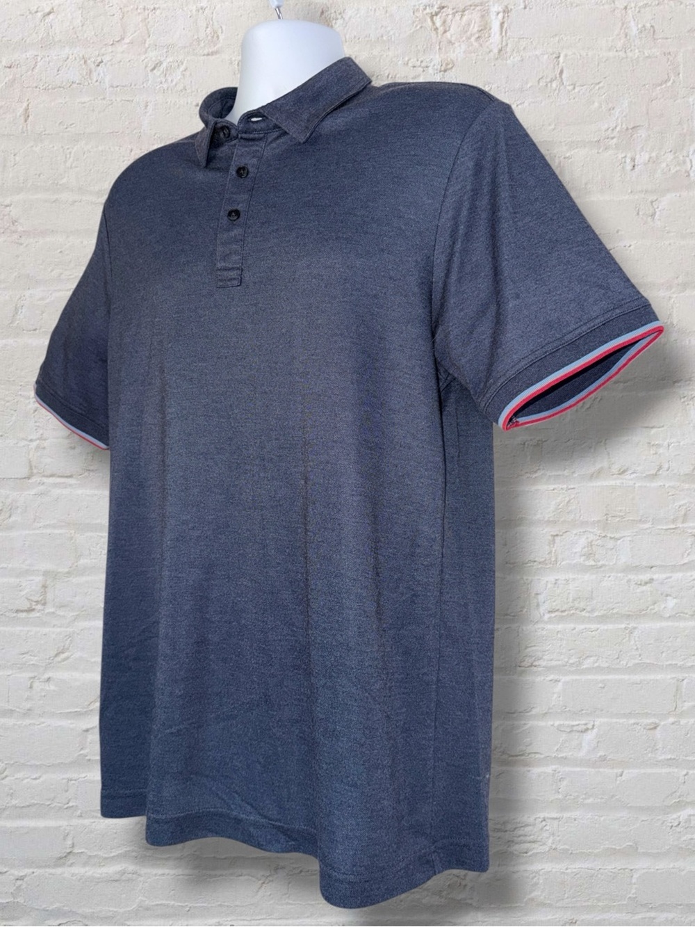 Travis Mathew Minimalist Polo — Charcoal Blue, Patriotic Trim, Size Large - Picture 3 of 12